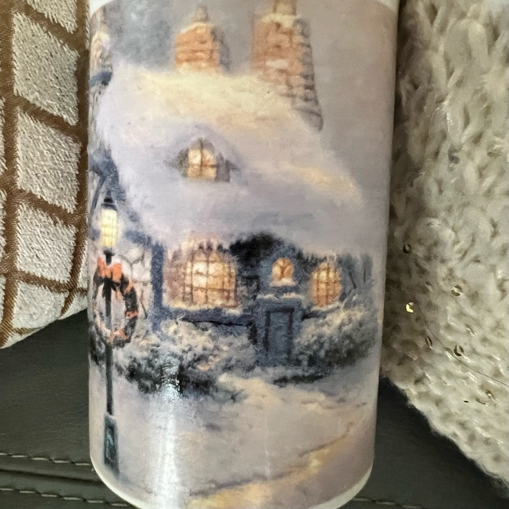 NWOT Vintage 1993 THOMAS KINKADE Snowy Cabin COFFEE Tea TALL MUG Cup 12-14 oz - Picture 4 of 17
